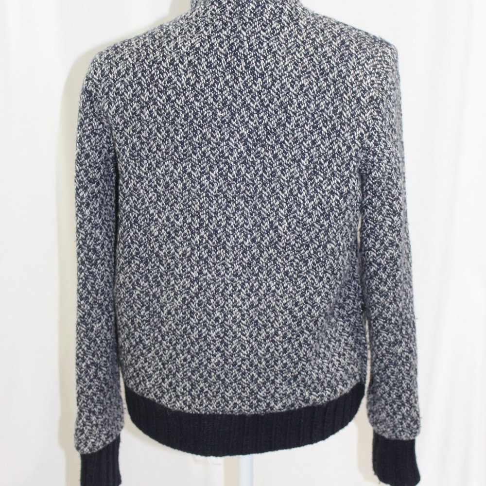 Splendid Blue White Wool Blend Asymmetrical Zip Jacket - Picture 7 of 8